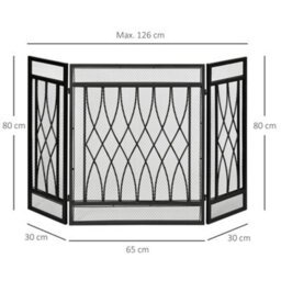 HOMCOM 126Cm 3-Panel Metal Folding Fireplace Screen Protective Guard Child Pet Home - thumbnail 3