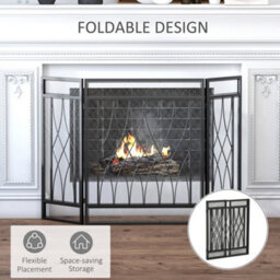 HOMCOM 126Cm 3-Panel Metal Folding Fireplace Screen Protective Guard Child Pet Home - thumbnail 5