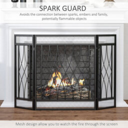 HOMCOM 126Cm 3-Panel Metal Folding Fireplace Screen Protective Guard Child Pet Home - thumbnail 4