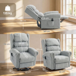 Homcom Power Lift Recliner Chair For Elderly With Remote Control, Grey - thumbnail 3
