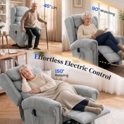 Homcom Power Lift Recliner Chair For Elderly With Remote Control, Grey - thumbnail 4
