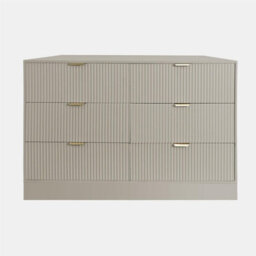 Ohs Solid Ribbed 6 Drawer Chest Of Drawers Cabinet Sideboard Storage Unit - thumbnail 2