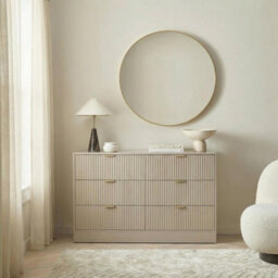 Ohs Solid Ribbed 6 Drawer Chest Of Drawers Cabinet Sideboard Storage Unit