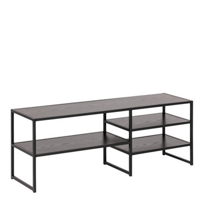 Furniture To Go Seaford Black Metal Open Tv Unit With 3 Black Shelves - image 1