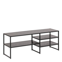 Furniture To Go Seaford Black Metal Open Tv Unit With 3 Black Shelves - thumbnail 1