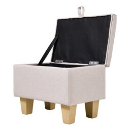 Thehotsale Linen Upholstered Storage Ottoman With Lift-Up Lid 49Cm W, Beige - thumbnail 3