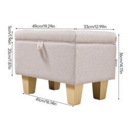 Thehotsale Linen Upholstered Storage Ottoman With Lift-Up Lid 49Cm W, Beige - thumbnail 6