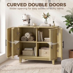 Homcom 80Cm Modern Sideboard With 2 Curved Doors And Adjustable Shelf, Oak - thumbnail 4