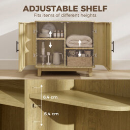 Homcom 80Cm Modern Sideboard With 2 Curved Doors And Adjustable Shelf, Oak - thumbnail 5