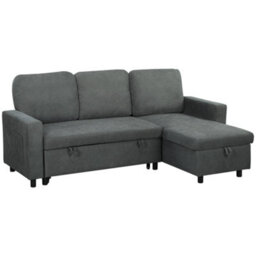 Wyld Haus Sesune 3 Seater Charcoal Grey Pull-Out Sofa Bed With Storage And Reversible Chaise - thumbnail 2