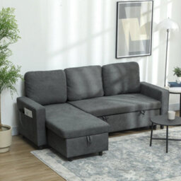 Wyld Haus Sesune 3 Seater Charcoal Grey Pull-Out Sofa Bed With Storage And Reversible Chaise - thumbnail 3