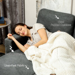 Wyld Haus Sesune 3 Seater Charcoal Grey Pull-Out Sofa Bed With Storage And Reversible Chaise - thumbnail 8