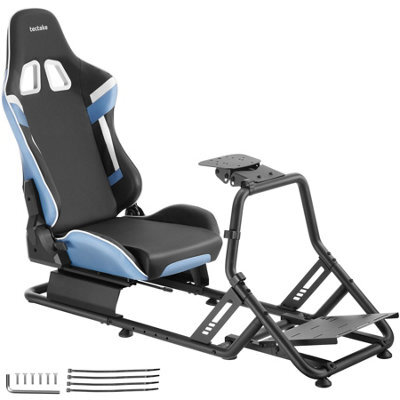 Tectake Play Gaming Chair, Racing Seat, Compatible With Many Consoles - Black/azure - image 1