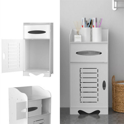 White Waterproof Free Standing Bathroom Storage Cabinet Organizer - image 1