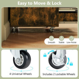 Gainoom 5 Drawer Brown Chest Rolling Dresser Storage Cabinet Under Desk Filing Cabinet With Lockable Wheels - thumbnail 7