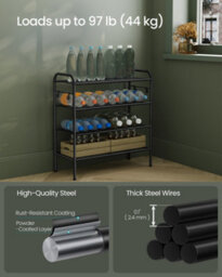 LEDREM Shoe Rack, 4-Tier Shoe Organizer, Metal Shoe Shelf Storage With 4 Side Hooks, Holds 16 Pairs Of Shoes,ink Black - thumbnail 5
