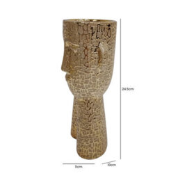 Vanity Living 24.5Cm Gold Textured Face Ceramic Vase, Modern Decorative Vase For Living Room - thumbnail 3