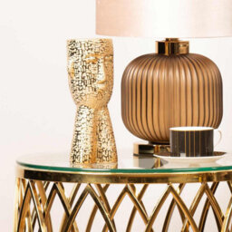 Vanity Living 24.5Cm Gold Textured Face Ceramic Vase, Modern Decorative Vase For Living Room - thumbnail 2