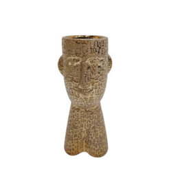 Vanity Living 24.5Cm Gold Textured Face Ceramic Vase, Modern Decorative Vase For Living Room - thumbnail 5