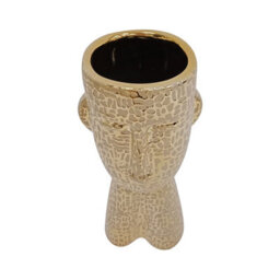 Vanity Living 24.5Cm Gold Textured Face Ceramic Vase, Modern Decorative Vase For Living Room - thumbnail 4