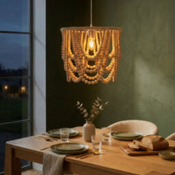 Wyld And Coco Lumiboho Handmade Rubberwood Bead Chandelier Pendant Light, Brown, W36 X D36 X H120Cm - thumbnail 2