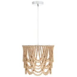 Wyld And Coco Lumiboho Handmade Rubberwood Bead Chandelier Pendant Light, Brown, W36 X D36 X H120Cm - thumbnail 1