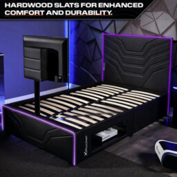 X Rocker Oracle Double Led Tv Gaming Bed With Mattress - Black Rgb - thumbnail 6
