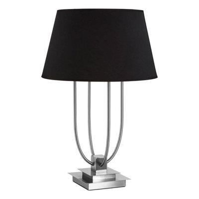Orsina Black Shade Table Lamp With Satin Nickel Base,pagoda-Style Lamp With Black Shade,desk Lamp For Office - image 1