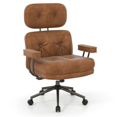Gainoom Ergonomic Home Office Chair Mid Century Modern Suede Fabric - image 1