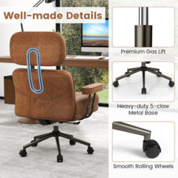 Gainoom Ergonomic Home Office Chair Mid Century Modern Suede Fabric - thumbnail 8
