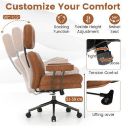 Gainoom Ergonomic Home Office Chair Mid Century Modern Suede Fabric - thumbnail 6