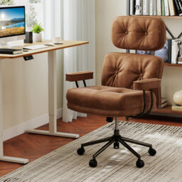 Gainoom Ergonomic Home Office Chair Mid Century Modern Suede Fabric - thumbnail 7