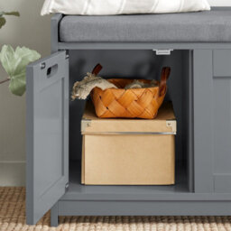 Sobuy Fsr80-Sg, Shoe Cabinet Large Organiser Hallway Storage Bench With 3 Shoe Storage Drawers Bedroom Storage Unit, Grey - thumbnail 5