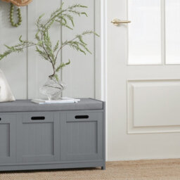 Sobuy Fsr80-Sg, Shoe Cabinet Large Organiser Hallway Storage Bench With 3 Shoe Storage Drawers Bedroom Storage Unit, Grey - thumbnail 8