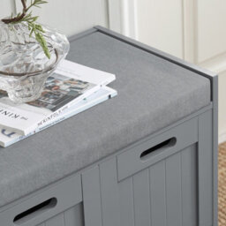 Sobuy Fsr80-Sg, Shoe Cabinet Large Organiser Hallway Storage Bench With 3 Shoe Storage Drawers Bedroom Storage Unit, Grey - thumbnail 6