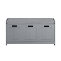 Sobuy Fsr80-Sg, Shoe Cabinet Large Organiser Hallway Storage Bench With 3 Shoe Storage Drawers Bedroom Storage Unit, Grey - thumbnail 1