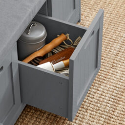 Sobuy Fsr80-Sg, Shoe Cabinet Large Organiser Hallway Storage Bench With 3 Shoe Storage Drawers Bedroom Storage Unit, Grey - thumbnail 4