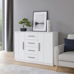 Bono Bo 01 K2D4Sz White Chest Of Drawers 2 Doors And 4 Drawers Modern Laminated Storage Unit With Durable Abs Edging