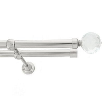 Toolty Double Metal Curtain Pole 19/19mm With Finials Rod Classic Brackets Beluna 115Cm Inox