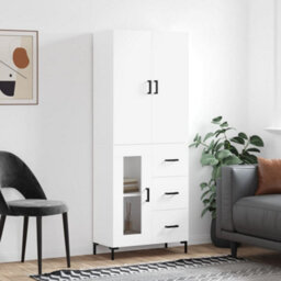 Berkfield Highboard White 69.5X34X180 Cm Engineered Wood - thumbnail 1