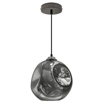 Long Life Lamps Company Modern Melting Glass Globe Ceiling Pendant Light Lava Shade Smoked Grey Black Nickel H3013 - image 1