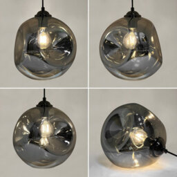 Long Life Lamps Company Modern Melting Glass Globe Ceiling Pendant Light Lava Shade Smoked Grey Black Nickel H3013 - thumbnail 7