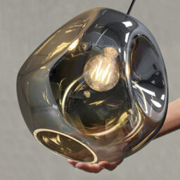 Long Life Lamps Company Modern Melting Glass Globe Ceiling Pendant Light Lava Shade Smoked Grey Black Nickel H3013 - thumbnail 6