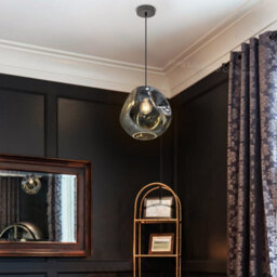 Long Life Lamps Company Modern Melting Glass Globe Ceiling Pendant Light Lava Shade Smoked Grey Black Nickel H3013 - thumbnail 8