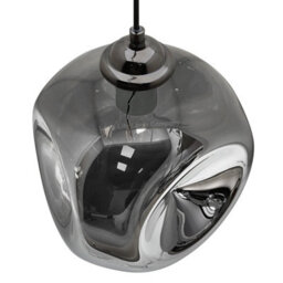 Long Life Lamps Company Modern Melting Glass Globe Ceiling Pendant Light Lava Shade Smoked Grey Black Nickel H3013 - thumbnail 3