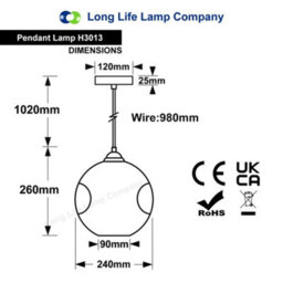 Long Life Lamps Company Modern Melting Glass Globe Ceiling Pendant Light Lava Shade Smoked Grey Black Nickel H3013 - thumbnail 2