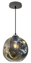 Long Life Lamps Company Modern Melting Glass Globe Ceiling Pendant Light Lava Shade Smoked Grey Black Nickel H3013 - thumbnail 5