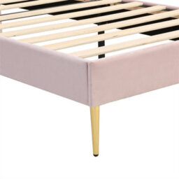 Abrihome Velvet Upholstered Single Bed-3Ft(90X190Cm), Shell-Like Bed With Golden Iron Legs, With Storage Space(90X40X42Cm), Pink - thumbnail 5