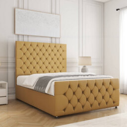 Bsspoke Maya Divan Bed Mustard Plush Velvet 54Inch Headboard & 20Inch Footboard No Mattress No Drawers In 3Ft 4Ft 4Ft6 5Ft 6Ft - thumbnail 3