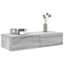 Berkfield Wall Shelf With Drawers Grey Sonoma 80X33X17 Cm Engineered Wood - thumbnail 3
